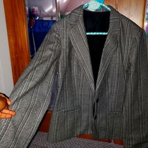 Vintage Coat/blazer,  black and cream stripes, small